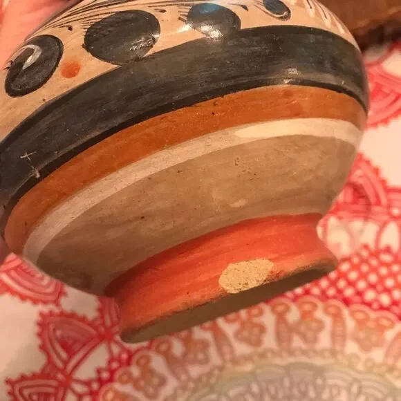 Antique hand painted pottery pitcher